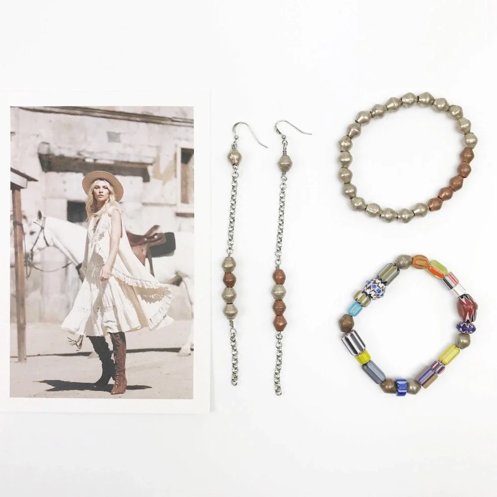 JUNIM Ghana Bracelet Boho‎ Womens Silver Copper 7in $56